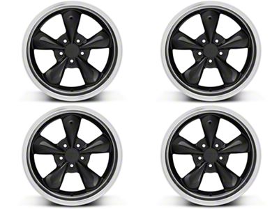 Staggered Deep Dish Bullitt Gloss Black 4-Wheel Kit; 20x8.5/10 (05-09 Mustang GT, V6)