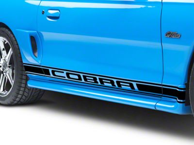 Rocker Stripes with Cobra Lettering; Black (94-04 Mustang)