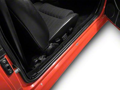 OPR Door Sill Plates; Black (79-93 Mustang)