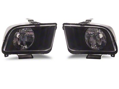 Euro Headlights; Black Housing; Clear Lens (05-09 Mustang w/ Factory Halogen Headlights, Excluding GT500)