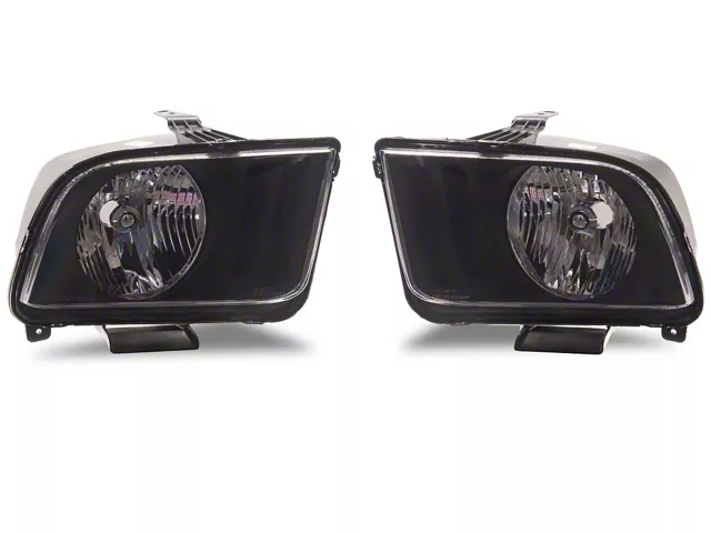 Euro Headlights; Black Housing; Clear Lens (05-09 Mustang w/ Factory Halogen Headlights, Excluding GT500)