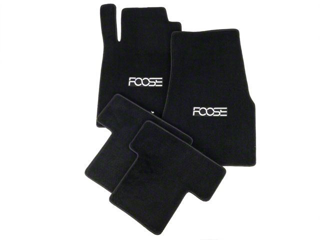 MMD by FOOSE Front and Rear Floor Mats with FOOSE Logo; Black (05-10 Mustang)