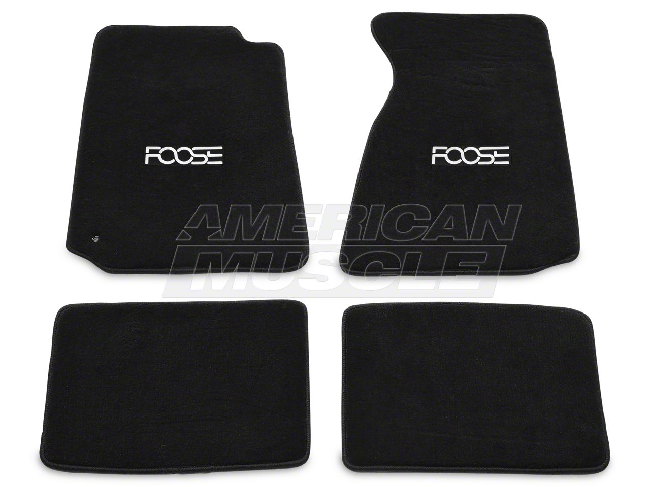 SpeedForm Mustang Front and Rear Floor Mats with FOOSE Logo Black 384383G94 94 98 Mustang Coupe Free Shipping