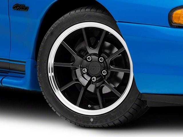 FR500 Style Gloss Black with Polished Lip Wheel; 17x9 (94-98 Mustang)