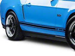 SEC10 Rocker Stripes with GT350 Logo; Gloss Black (05-14 Mustang)