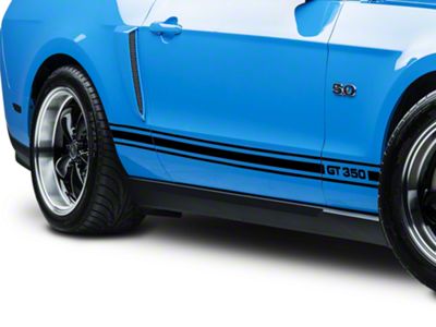 SEC10 Rocker Stripes with GT350 Logo; Gloss Black (05-14 Mustang)