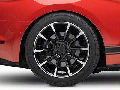 11/12 GT/CS Style Gloss Black Machined Wheel; Rear Only; 19x10; 48mm Offset (15-23 Mustang GT, EcoBoost, V6)