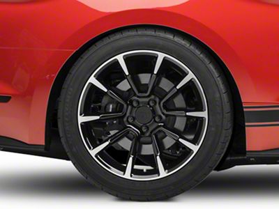 11/12 GT/CS Style Gloss Black Machined Wheel; Rear Only; 19x10 (15-23 Mustang GT, EcoBoost, V6)