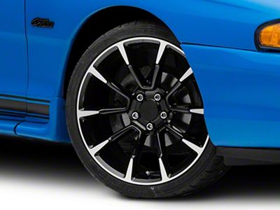 11/12 GT/CS Style Gloss Black Machined Wheel; 19x8.5; 30mm Offset (94-98 Mustang)