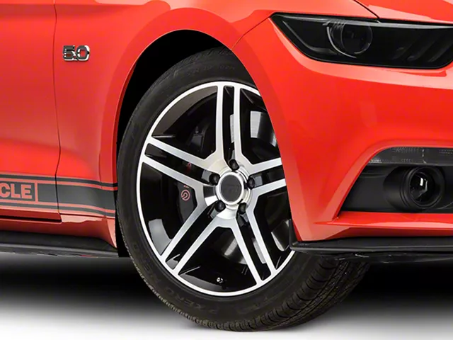 2010 GT500 Style Gloss Black Machined 4-Wheel Kit; 19x8.5 (15-23 Mustang GT, EcoBoost, V6)