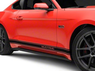 Rocker Stripes with Mustang Lettering; Black (15-23 Mustang)