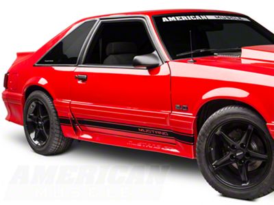 Rocker Stripes with Mustang Lettering; Black (79-93 Mustang)