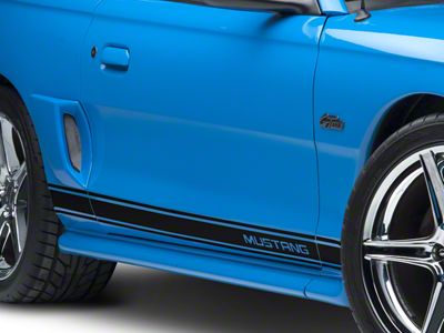 Rocker Stripes with Mustang Lettering; Black (94-04 Mustang)