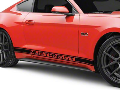 Rocker Stripes with Mustang GT Lettering; Black (15-23 Mustang)