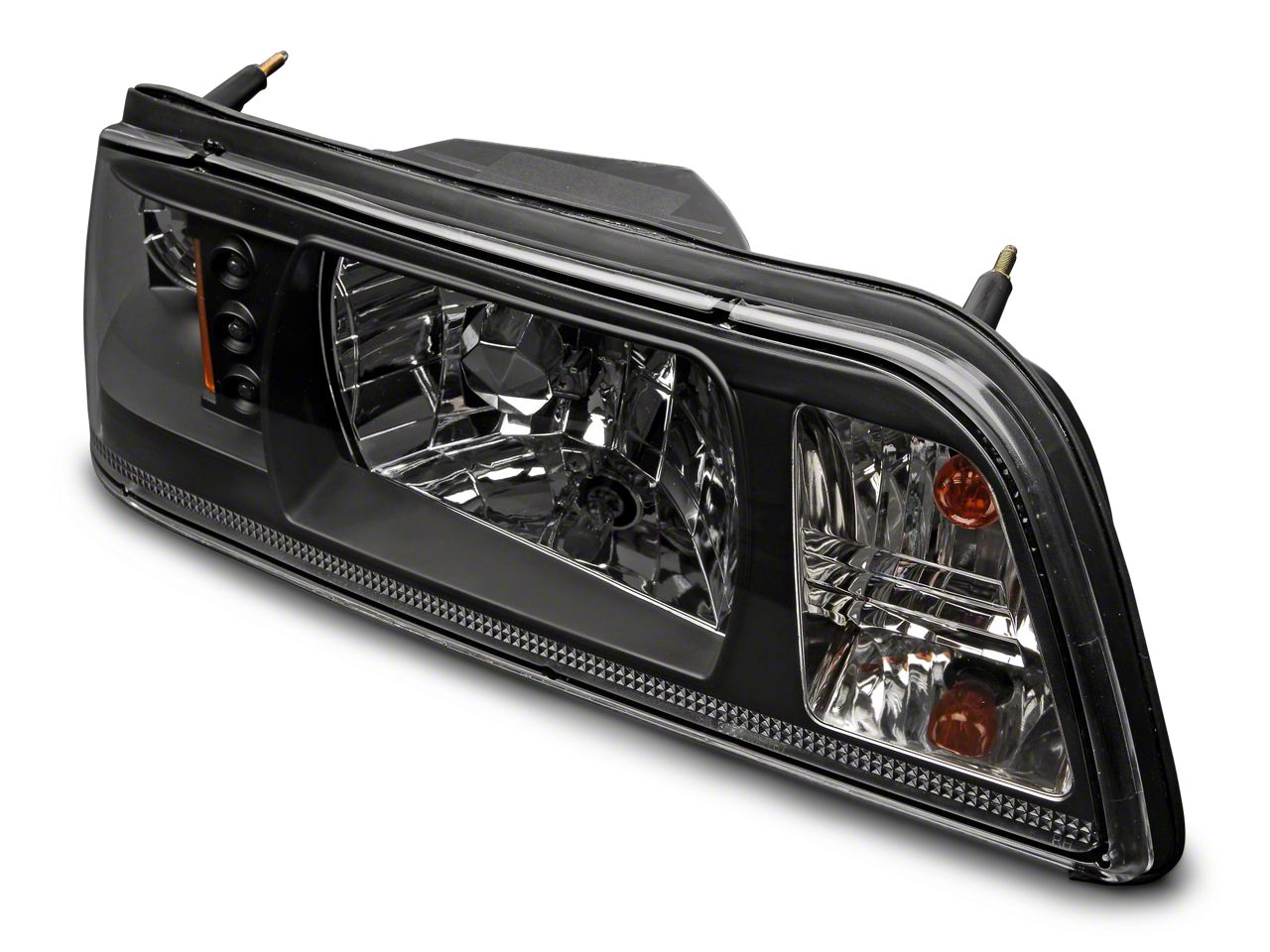Black Housing Headlight Assembly Set For 1987-1993 Ford Mustang GT - 1-Piece Style