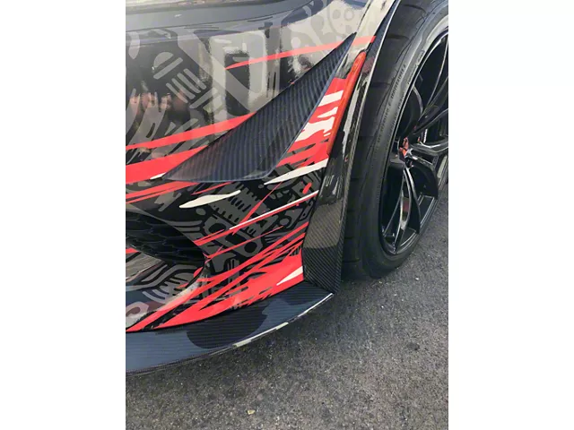 Black Ops Auto Works Side Wind Splitters; Carbon Fiber (15-19 Charger Scat Pack, SRT)