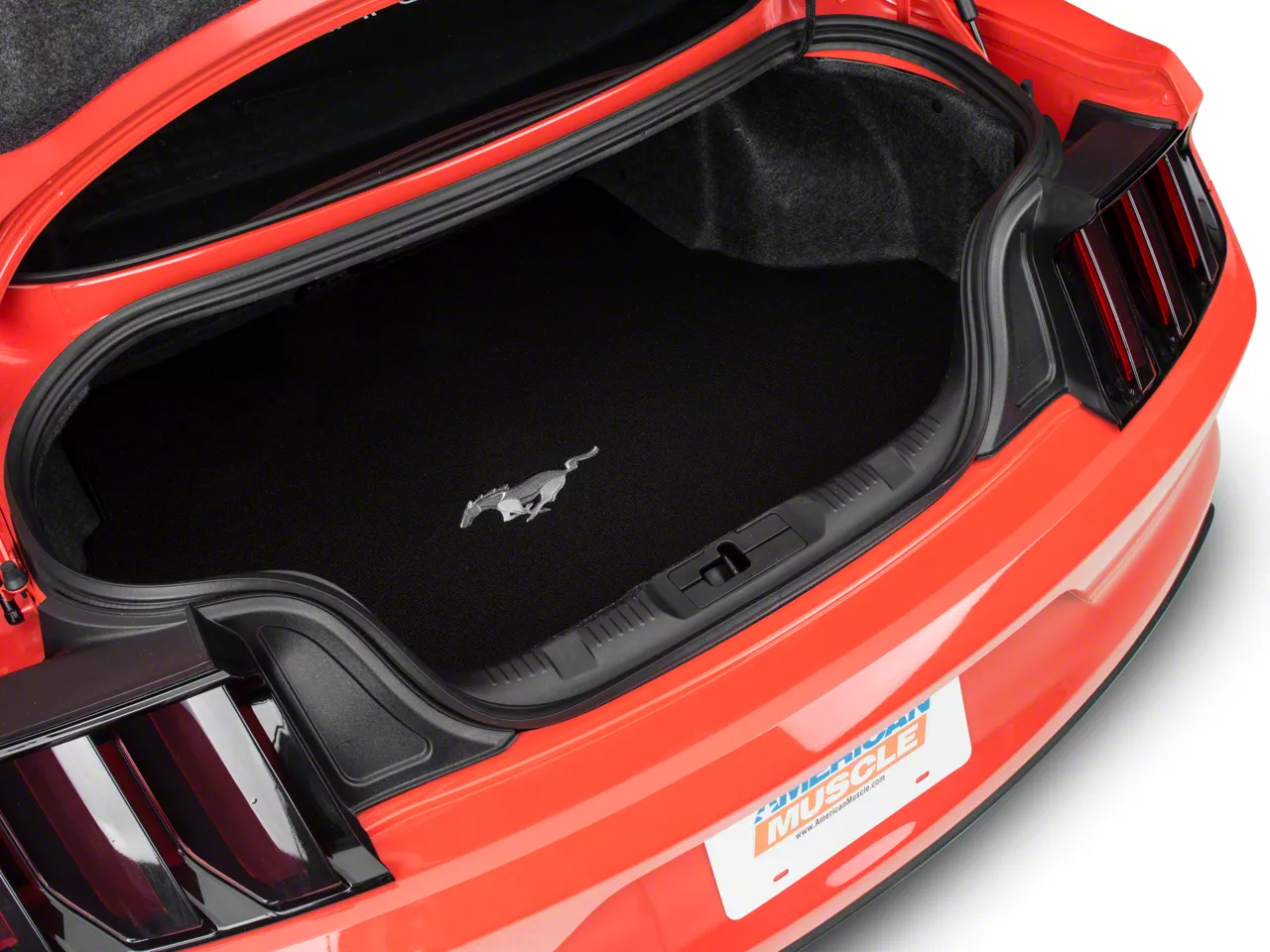 Lloyd Mustang Trunk Mat with Running Pony Logo; Black 386406 (1523