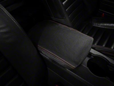 SpeedForm Premium Leather Armrest Cover; Red Stitching (05-09 Mustang)