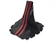 SpeedForm Premium Black Leather Shift Boot; Dual Red Stripe (05-09 Mustang GT, V6)