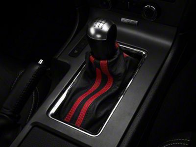 SpeedForm Premium Black Leather Shift Boot; Dual Red Stripe (10-14 Mustang)
