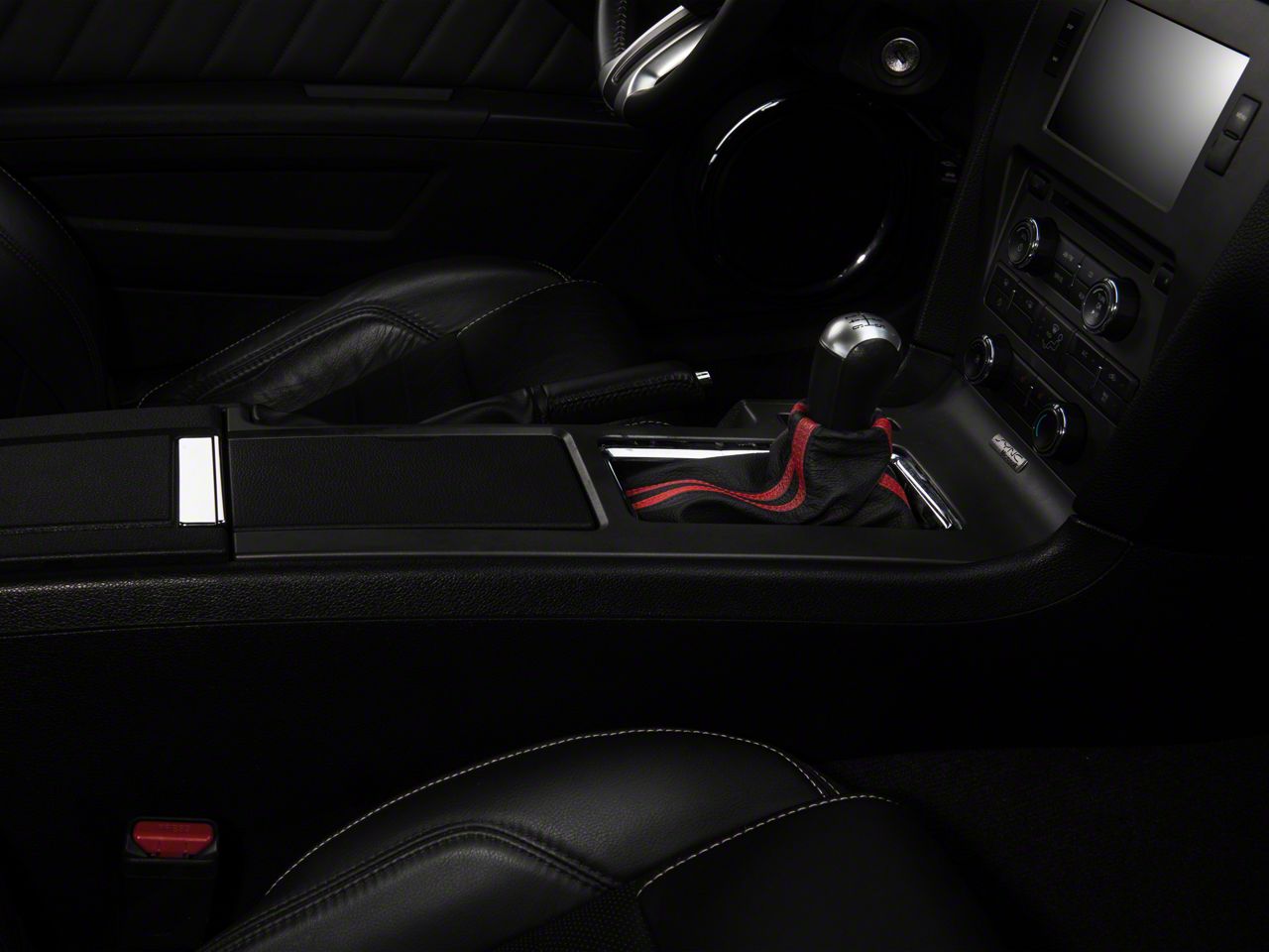 SpeedForm Mustang Premium Black Leather Shift Boot; Dual Red