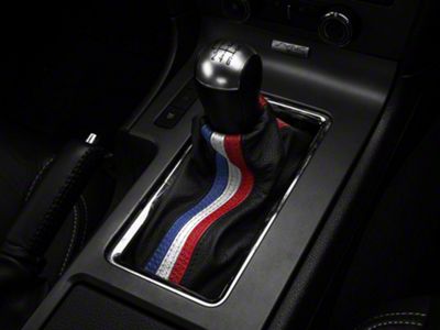 SpeedForm Premium Black Leather Shift Boot; Red, White and Blue Stripe (10-14 Mustang)
