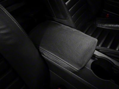 2005-2009 Ford Mustang Center Console Arm Rest Pad Cover – Black With Silver Horse & Mustang Logo, Made In USA