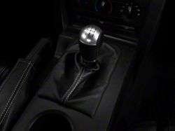 SpeedForm Premium Black Leather Shift Boot; Silver Stitch (05-09 Mustang w/ Manual Transmission)