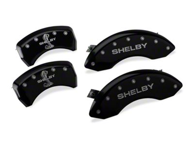 MGP Brake Caliper Covers with Shelby Snake Logo; Black; Front and Rear (05-09 Mustang GT, V6)