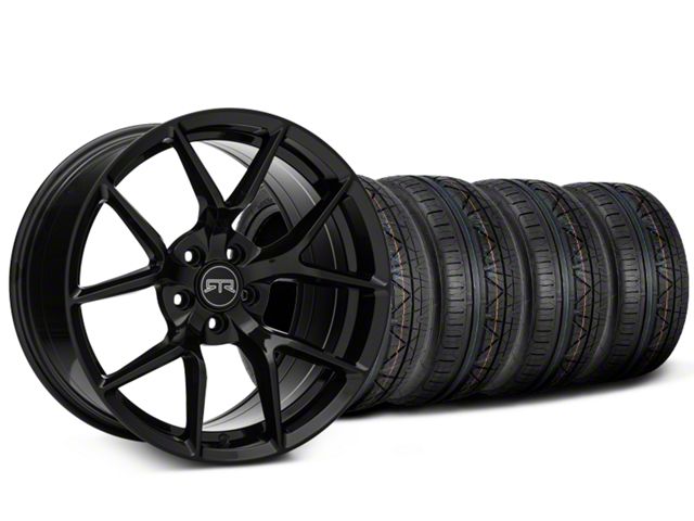 Staggered RTR Tech 5 Gloss Black Wheel and NITTO INVO Tire Kit; 20x9.5/10.5 (15-23 Mustang GT, EcoBoost, V6)