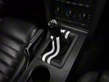 SpeedForm Premium Black Leather Shift Boot; Dual White Stripe (05-09 Mustang GT, V6)