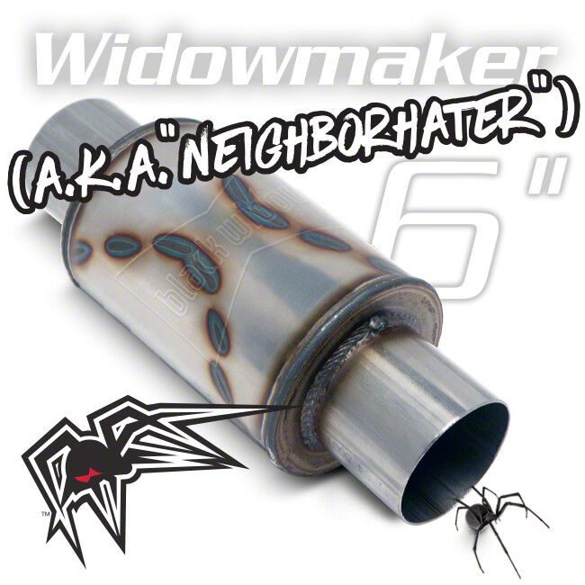 Black Widow Exhaust Neighborhater Series Center/Center Muffler; 3-Inch Inlet/3-Inch Outlet (Universal; Some Adaptation May Be Required)