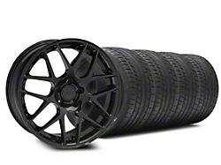 Staggered AMR Black Wheel and Mickey Thompson Tire Kit; 20-Inch (15-23 Mustang GT, EcoBoost, V6)