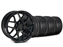 Staggered AMR Black Wheel and NITTO INVO Tire Kit; 20x8.5 (15-23 Mustang GT, EcoBoost, V6)