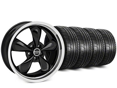 Staggered Deep Dish Bullitt Black Wheel and Mickey Thompson Tire Kit; 20-Inch (15-23 Mustang EcoBoost w/o Performance Pack, V6)