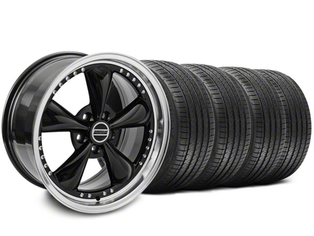 Bullitt Motorsport Black Wheel and Sumitomo Maximum Performance HTR Z5 Tire Kit; 18x9 (87-93 Mustang w/ 5-Lug Conversion)