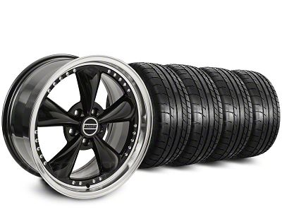 Staggered Bullitt Motorsport Black Wheel and Mickey Thompson Tire Kit; 20-Inch (15-23 Mustang EcoBoost w/o Performance Pack, V6)