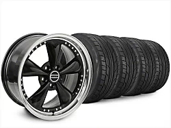 Staggered Bullitt Motorsport Black Wheel and NITTO NT555 G2 Tire Kit; 20x8.5/10 (15-23 Mustang EcoBoost w/o Performance Pack, V6)