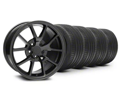 FR500 Style Solid Black Wheel and Sumitomo Maximum Performance HTR Z5 Tire Kit; 18x9 (05-14 Mustang)