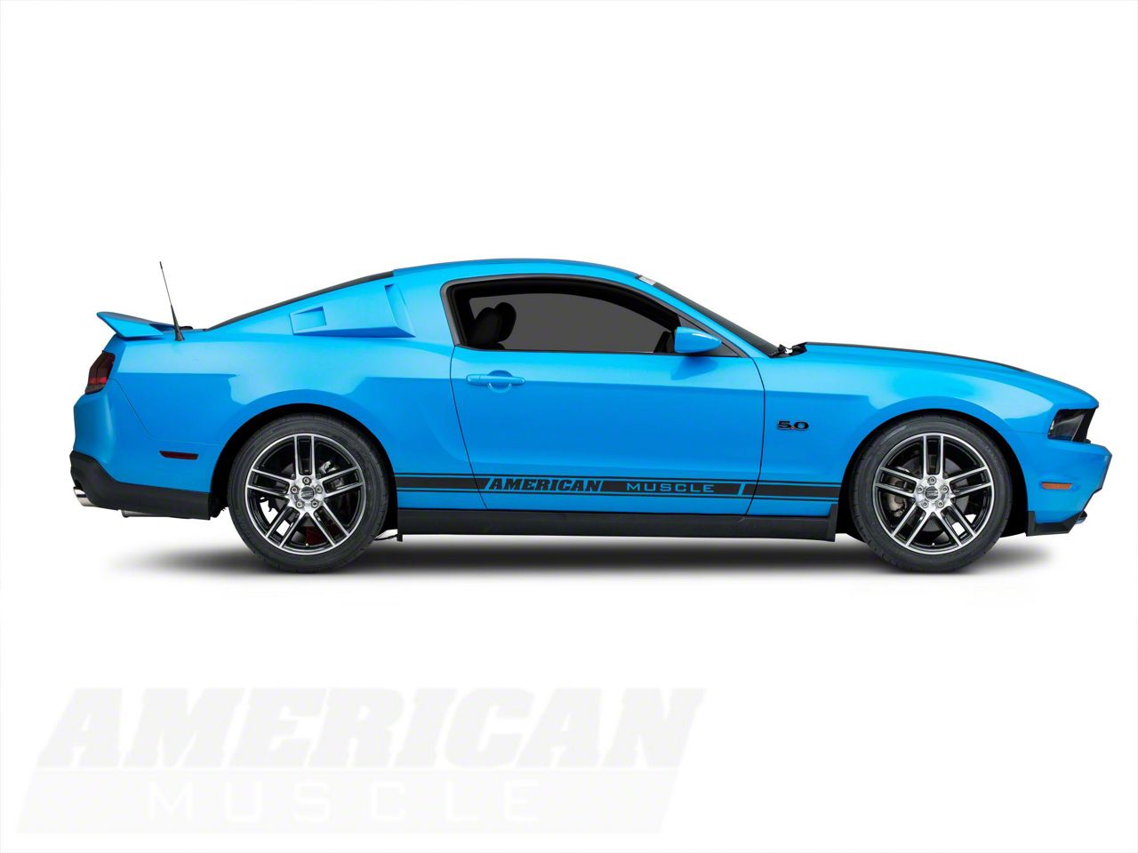 Mustang Staggered Laguna Seca Style Black Machined Wheel and