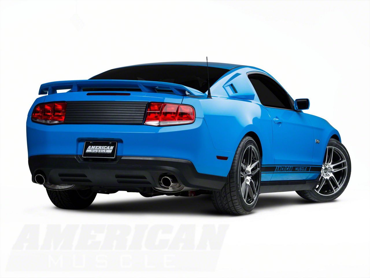 Mustang Staggered Laguna Seca Style Black Machined Wheel and