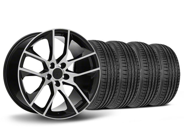 Staggered Magnetic Style Black Machined Wheel and Sumitomo Maximum Performance HTR Z5 Tire Kit; 19x8.5/10 (05-14 Mustang)