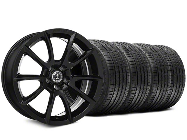 Staggered Super Snake Style Black Wheel and Sumitomo Maximum Performance HTR Z5 Tire Kit; 20x9/10 (05-14 Mustang)