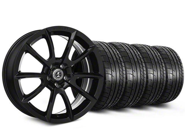 Staggered Shelby Super Snake Style Black Wheel and Mickey Thompson Tire Kit; 20-Inch (15-23 Mustang GT, EcoBoost, V6)