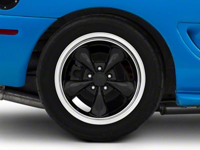 Deep Dish Bullitt Gloss Black Wheel; Rear Only; 18x10; 24mm Offset (94-98 Mustang)