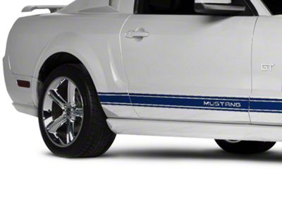 Rocker Stripes with Mustang Lettering; Blue (05-14 Mustang)