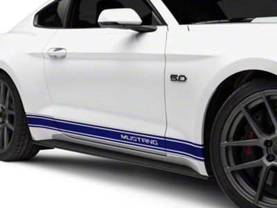 Rocker Stripes with Mustang Lettering; Blue (15-23 Mustang)