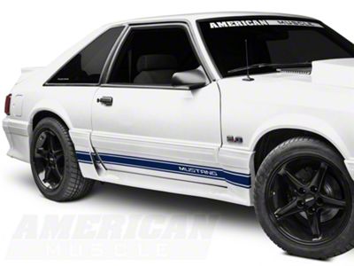 Rocker Stripes with Mustang Lettering; Blue (79-93 Mustang)