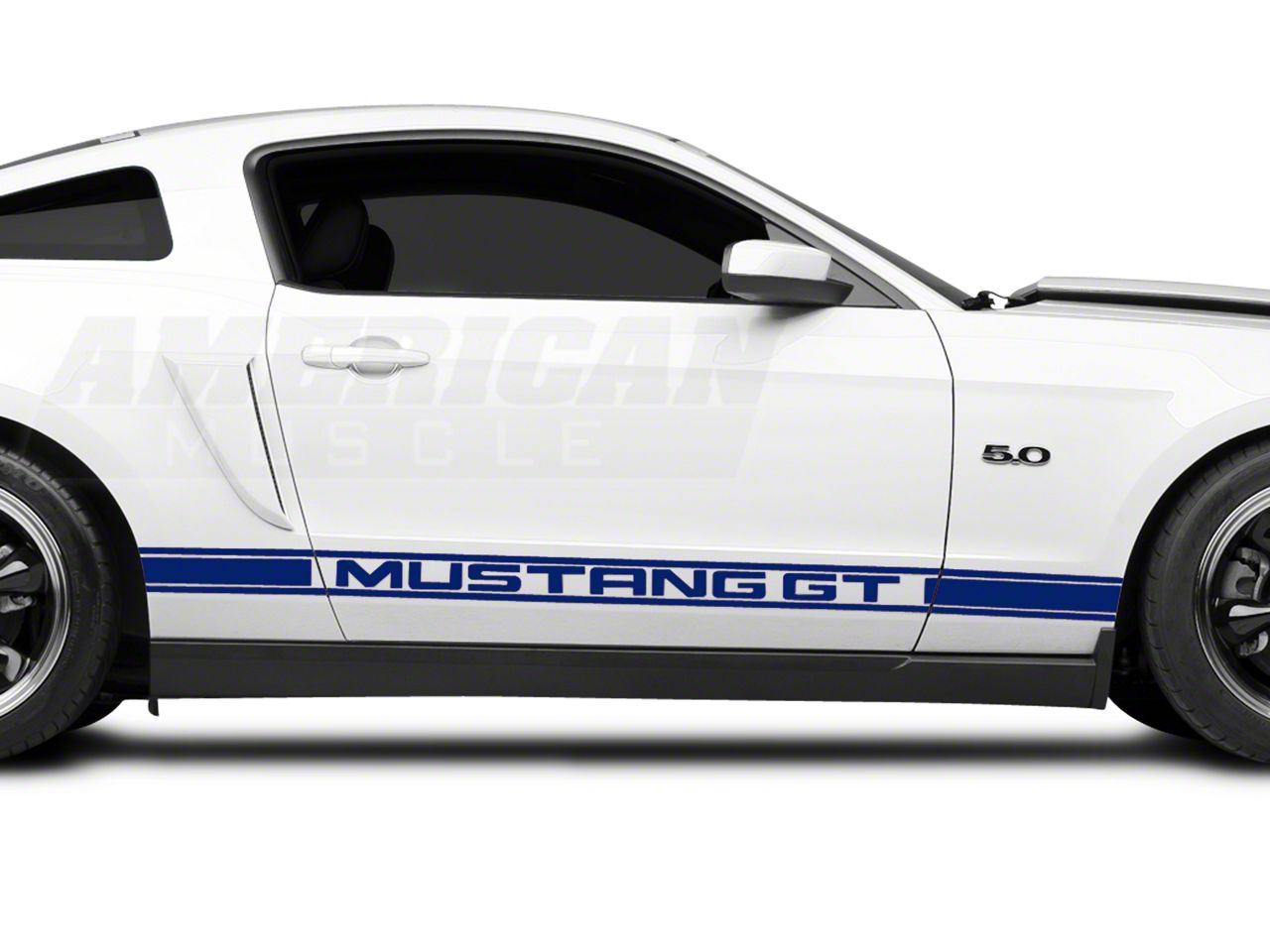 Mustang Rocker Stripes with Mustang GT Lettering; Blue (05-14