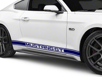 Rocker Stripes with Mustang GT Lettering; Blue (15-23 Mustang)